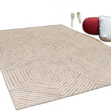 3' X 5' Ivory Geometric Hexagon Wool Area Rug - Homeroots
