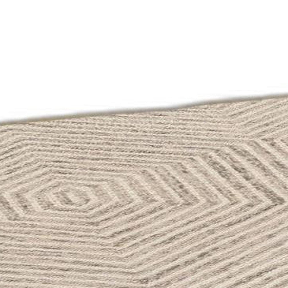 3' X 5' Ivory Geometric Hexagon Wool Area Rug