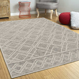 3' X 5' Sand Geometric Diamond Wool Area Rug - Homeroots - Flyclothing LLC