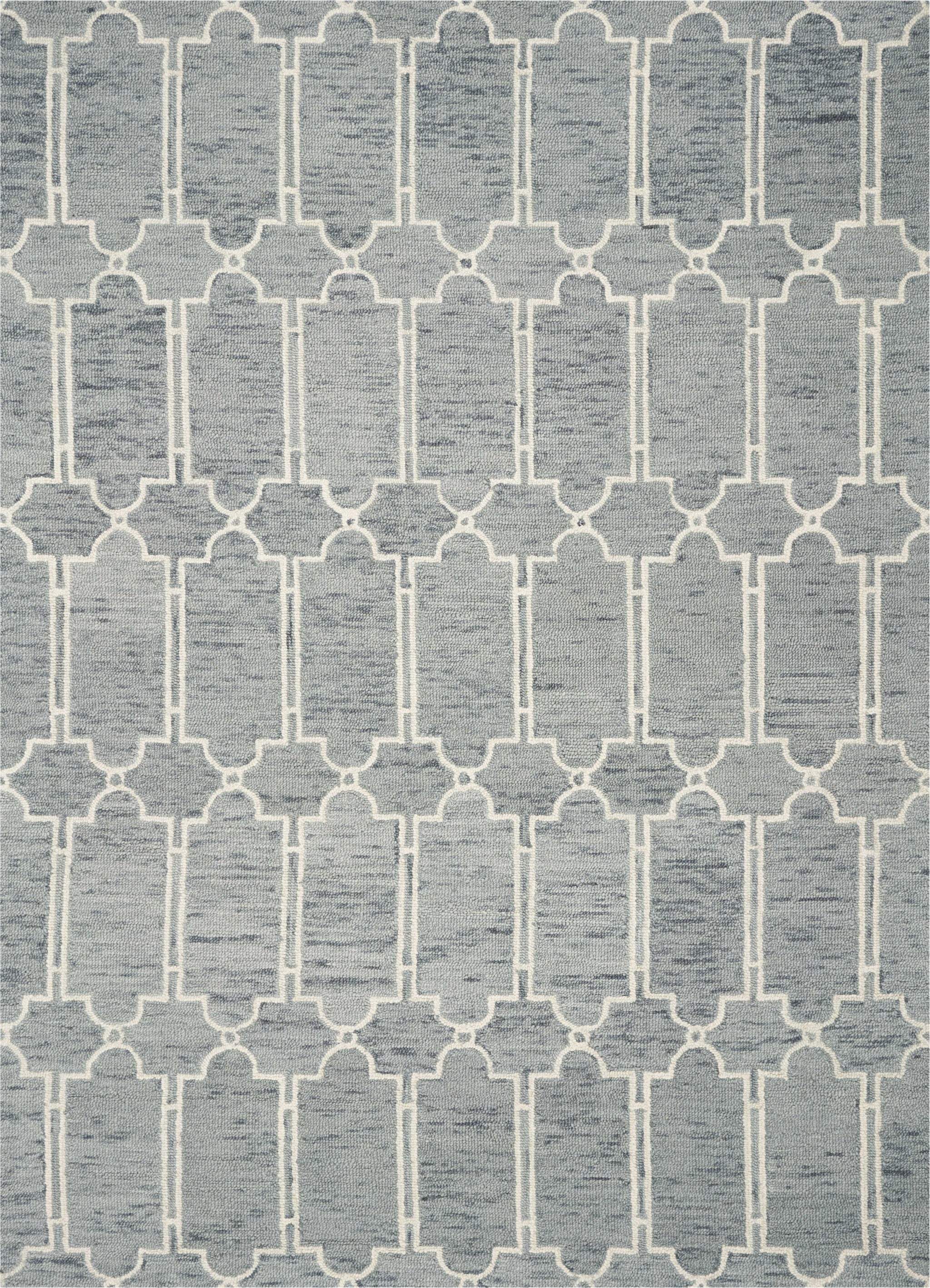 3' X 5' Slate Blue Hand Tufted Geometric Indoor Area Rug - Homeroots - Flyclothing LLC