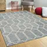 3' X 5' Slate Blue Hand Tufted Geometric Indoor Area Rug - Homeroots - Flyclothing LLC