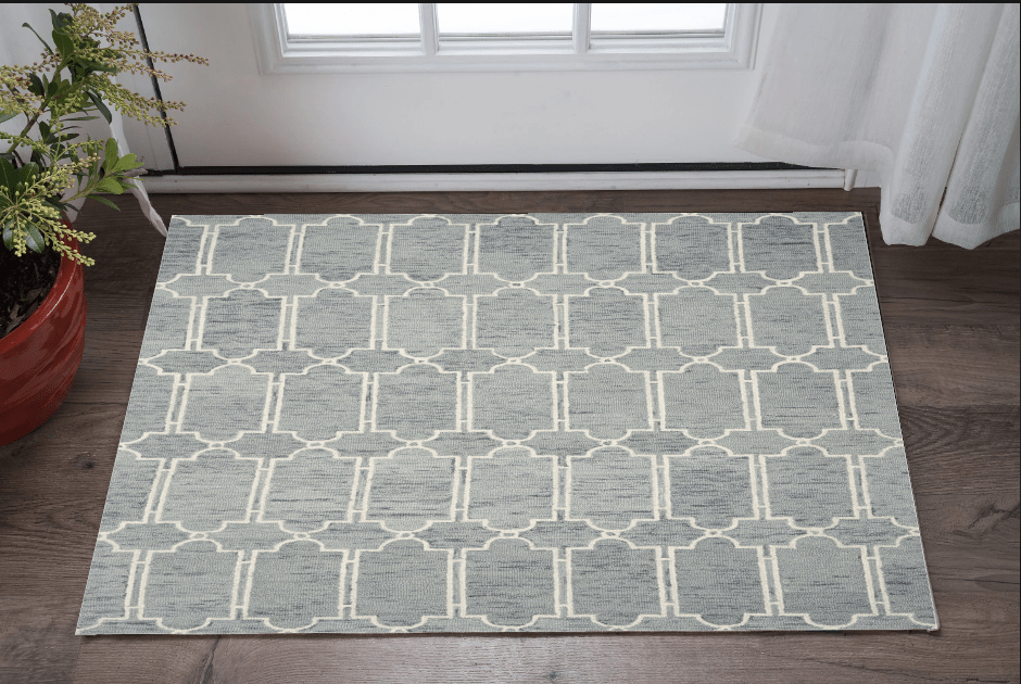 3' X 5' Slate Blue Hand Tufted Geometric Indoor Area Rug - Homeroots