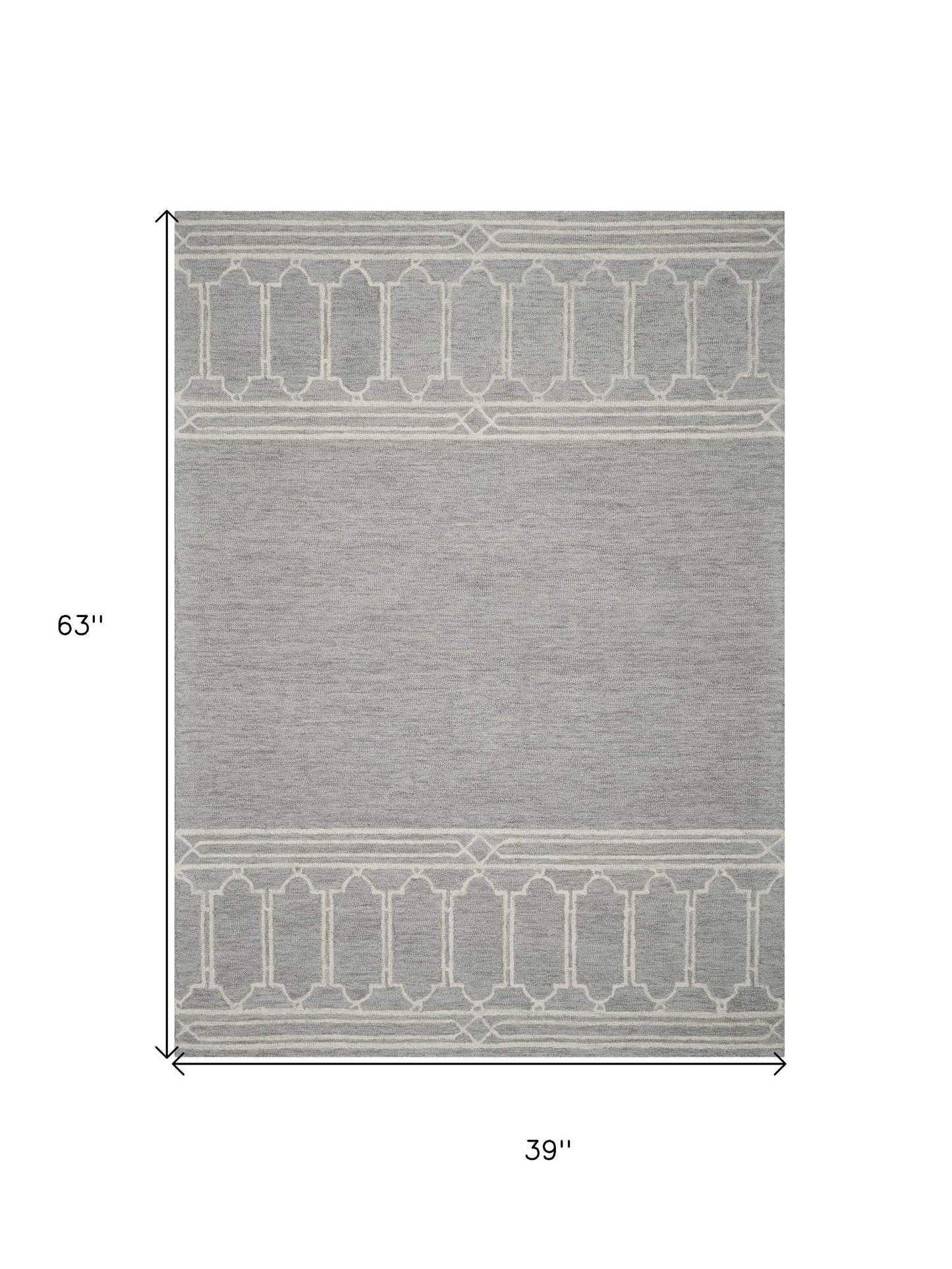 3' X 5' Grey Geometric Pattern Wool Area Rug - Homeroots - Flyclothing LLC