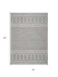 3' X 5' Grey Geometric Pattern Wool Area Rug - Homeroots