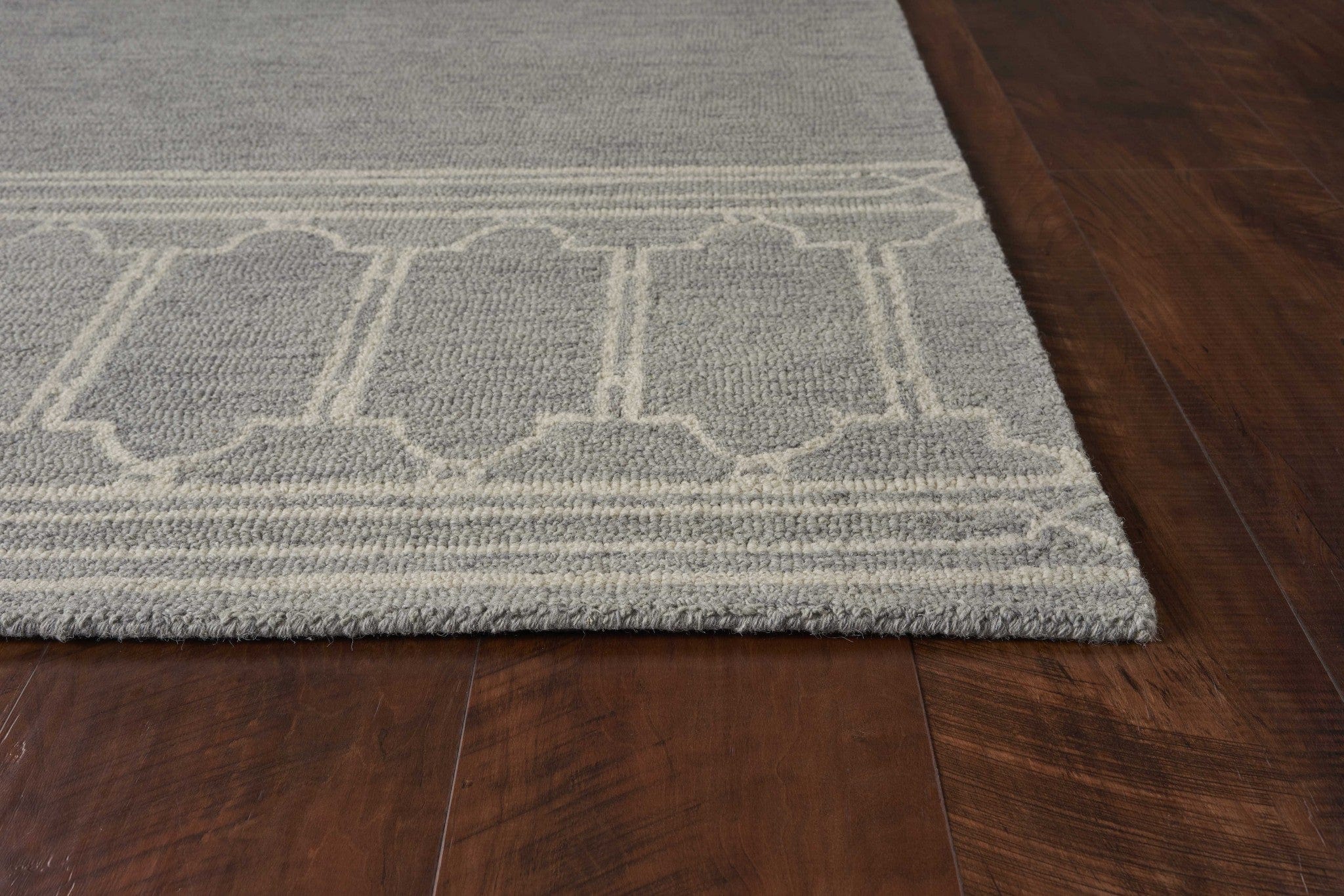3' X 5' Grey Geometric Pattern Wool Area Rug