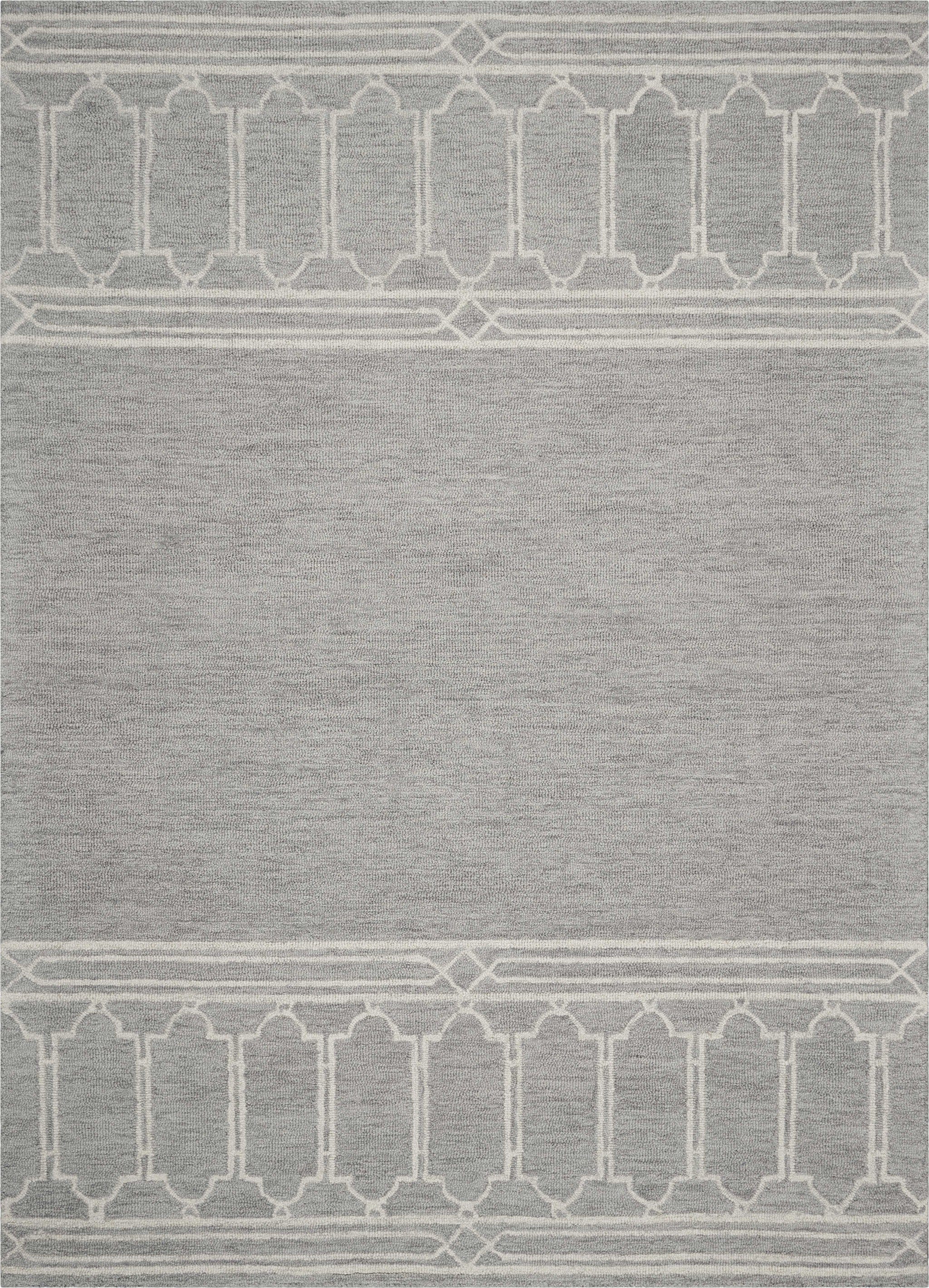 3' X 5' Grey Geometric Pattern Wool Area Rug