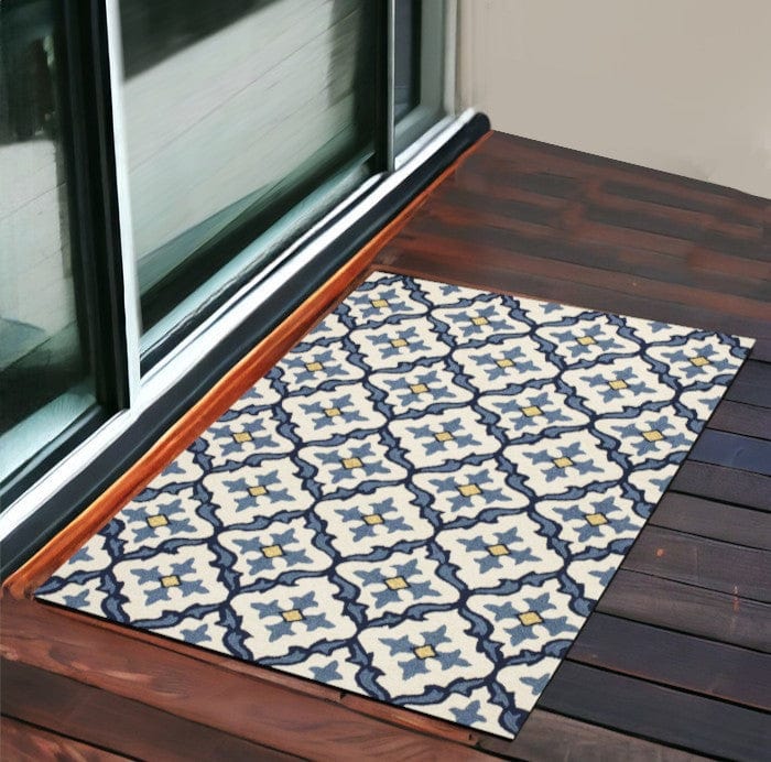 3' X 5' Blue Moroccan Handmade Indoor Outdoor Area Rug - Homeroots