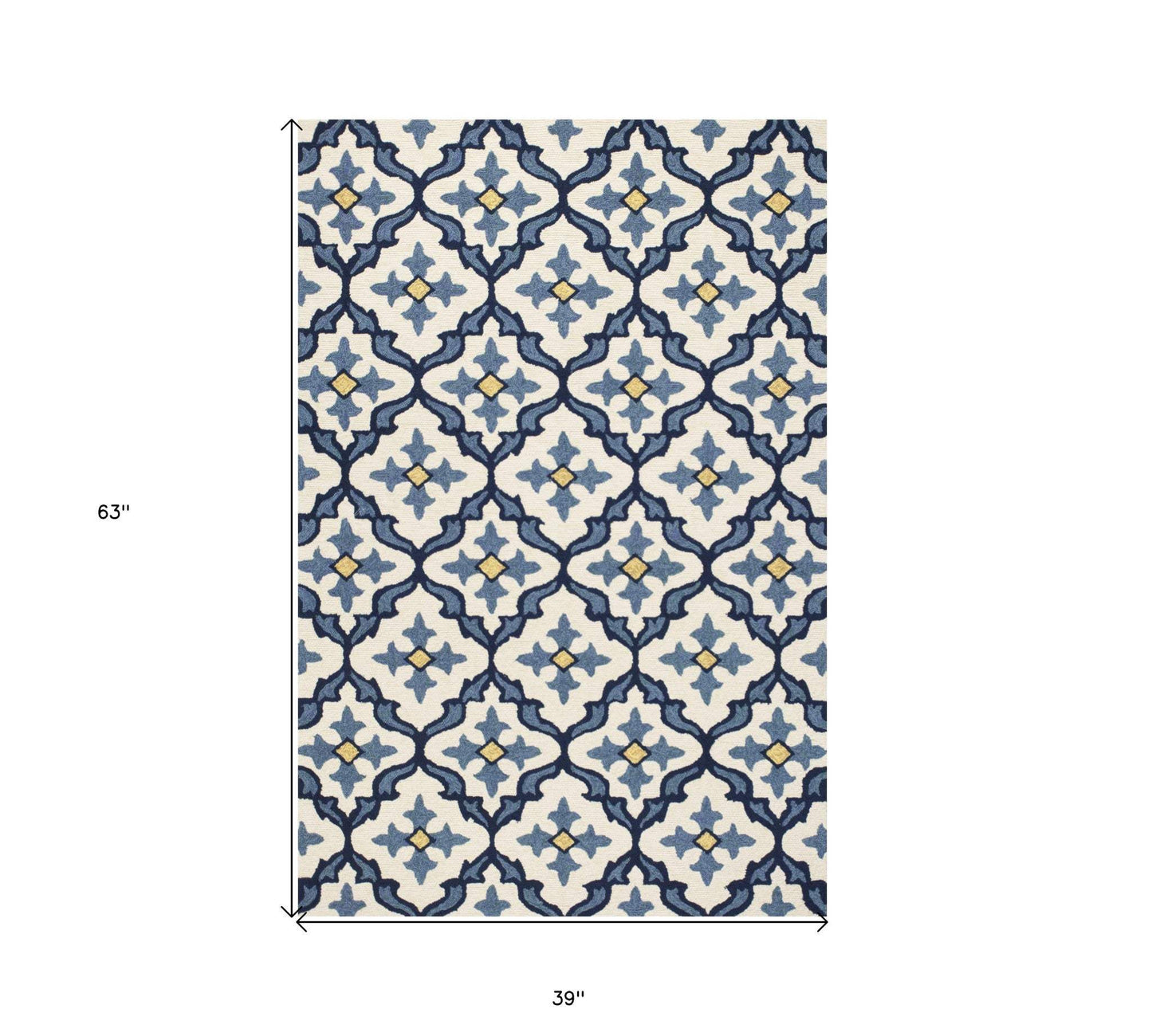 3' X 5' Blue Moroccan Handmade Indoor Outdoor Area Rug - Homeroots - Flyclothing LLC