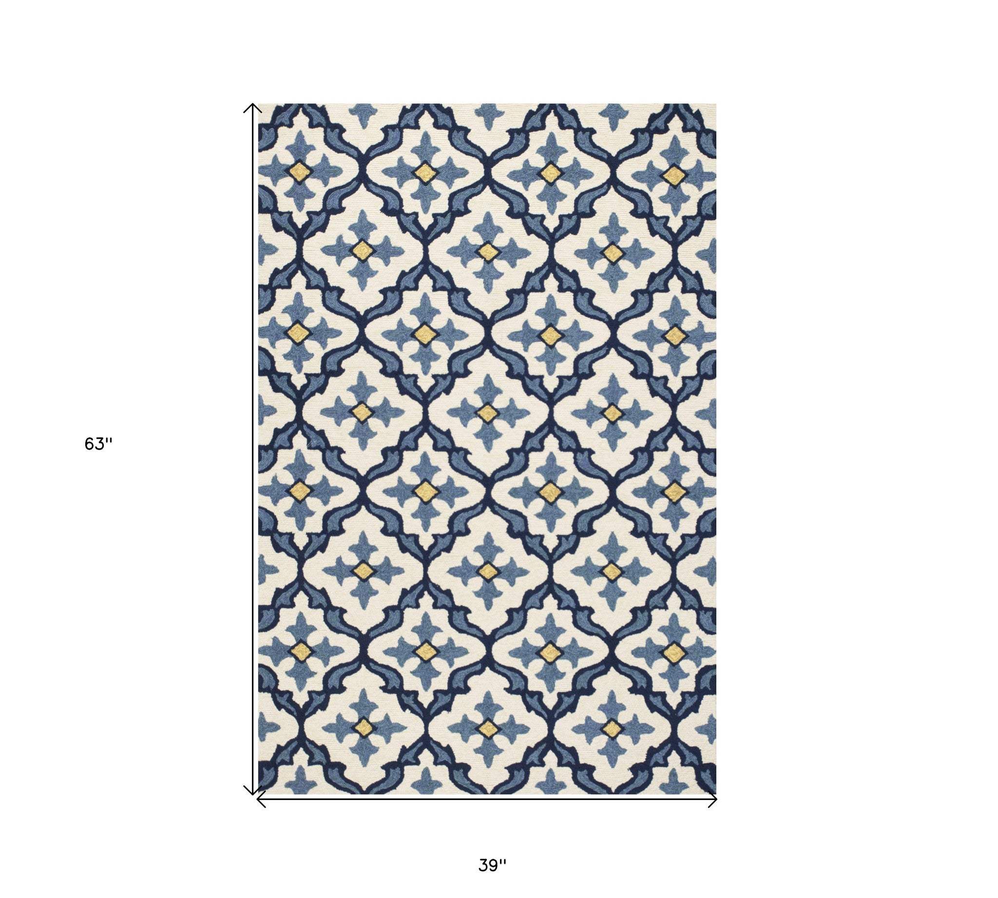 3' X 5' Blue Moroccan Handmade Indoor Outdoor Area Rug - Homeroots - Flyclothing LLC