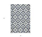 3' X 5' Blue Moroccan Handmade Indoor Outdoor Area Rug - Homeroots