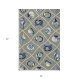 3' X 5' Gray Abstract Handmade Indoor Outdoor Area Rug - Homeroots