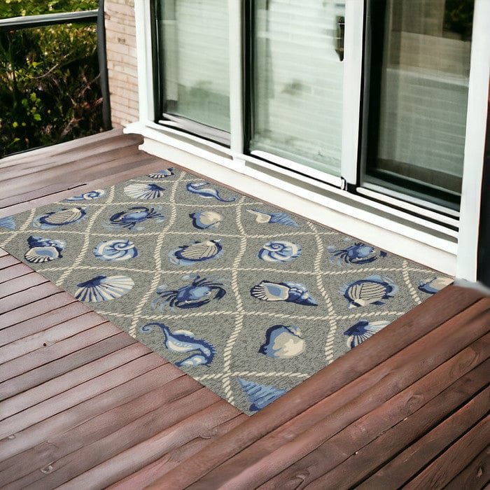 3' X 5' Gray Abstract Handmade Indoor Outdoor Area Rug - Homeroots