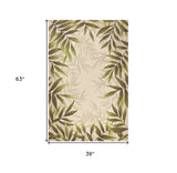 3' X 5' Sand Floral Handmade Indoor Outdoor Area Rug - Homeroots