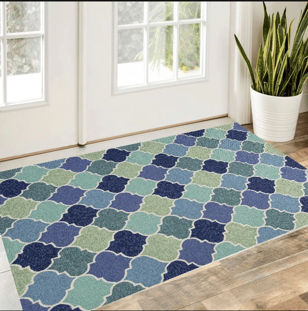 3' X 5' Blue Trellis Hand Tufted Area Rug - Homeroots