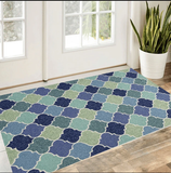 3' X 5' Blue Trellis Hand Tufted Area Rug - Homeroots