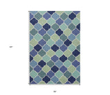 3' X 5' Blue Trellis Hand Tufted Area Rug - Homeroots