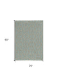 3' X 5' Green and Ivory Hand Hooked Area Rug - Homeroots