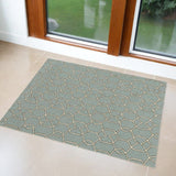 3' X 5' Green and Ivory Hand Hooked Area Rug - Homeroots