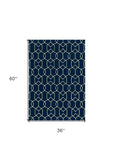 3' X 5' Navy Blue Hand Hooked Area Rug - Homeroots