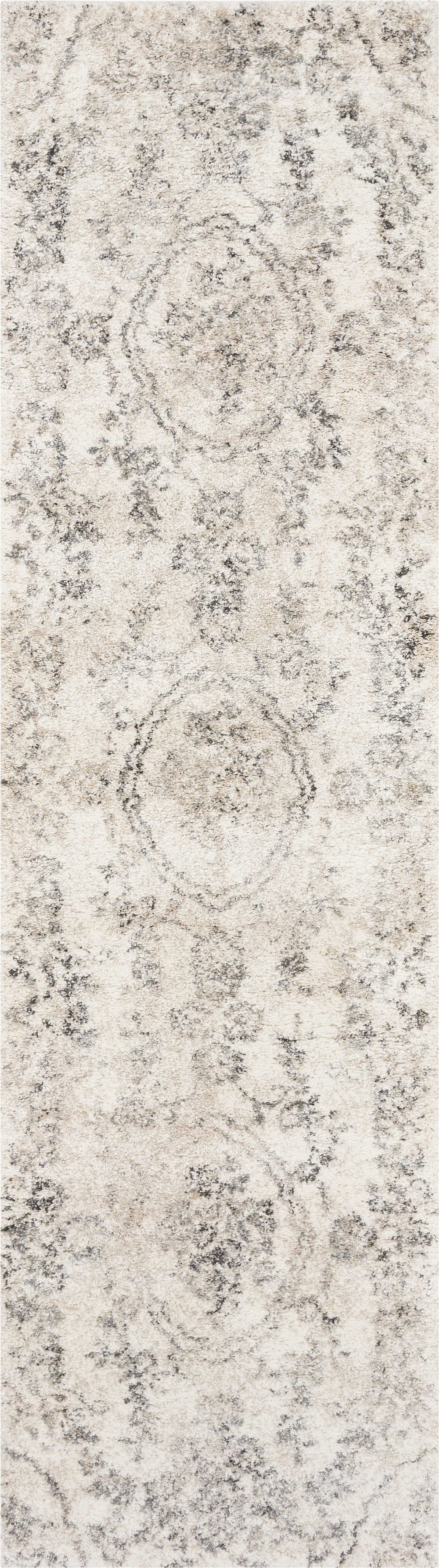 7' Runner Gray Floral Distressed Runner Rug - Homeroots