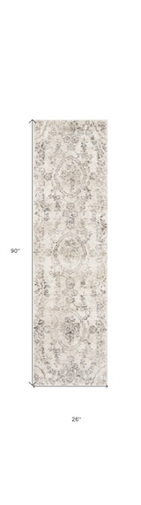 7' Runner Gray Floral Distressed Runner Rug - Homeroots - Flyclothing LLC