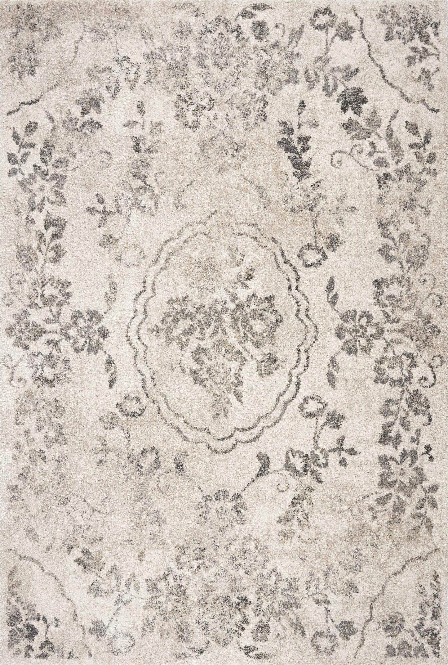 3' X 5' Gray Floral Vines Distressed Area Rug - Homeroots - Flyclothing LLC