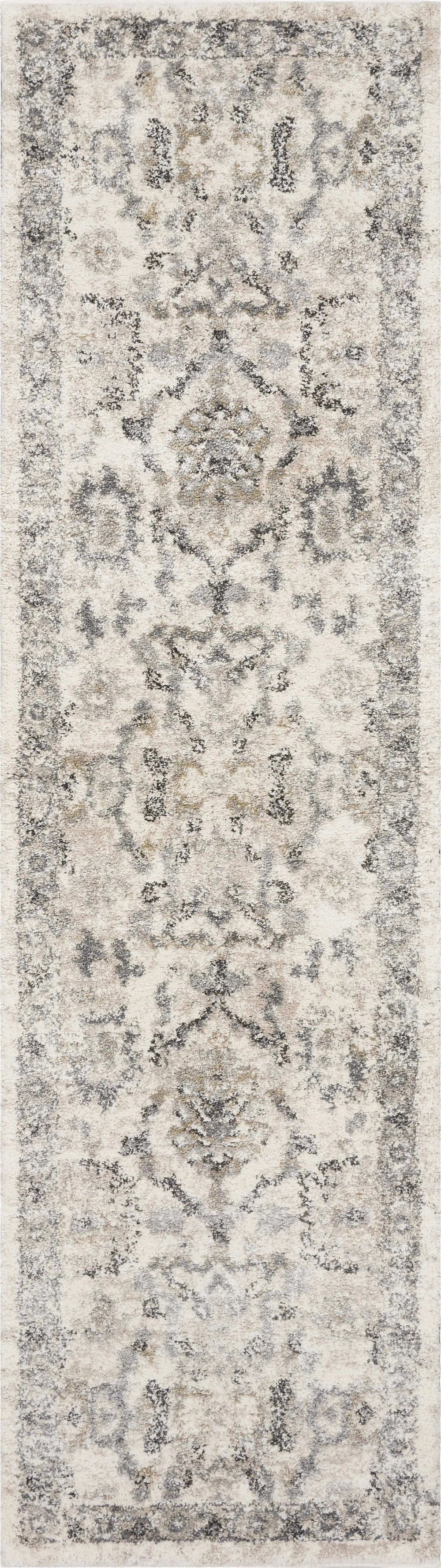7' Runner Ivory Floral Distressed Runner Rug - Homeroots - Flyclothing LLC