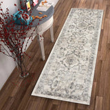 7' Runner Ivory Floral Distressed Runner Rug - Homeroots