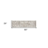 7' Runner Ivory Floral Distressed Runner Rug - Homeroots - Flyclothing LLC