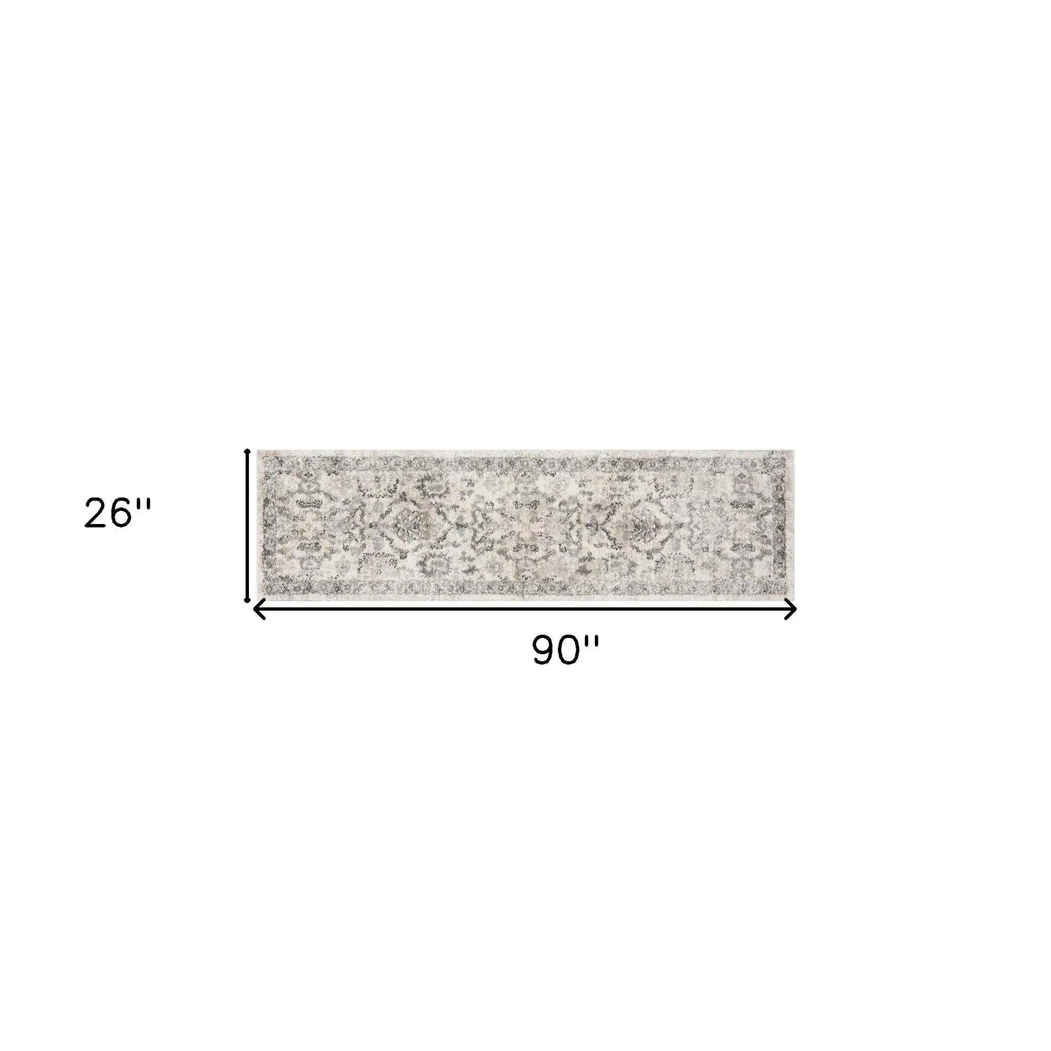 7' Runner Ivory Floral Distressed Runner Rug - Homeroots - Flyclothing LLC