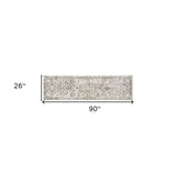 7' Runner Ivory Floral Distressed Runner Rug - Homeroots