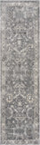 7' Gray Floral Worn Faded Runner Rug - Homeroots