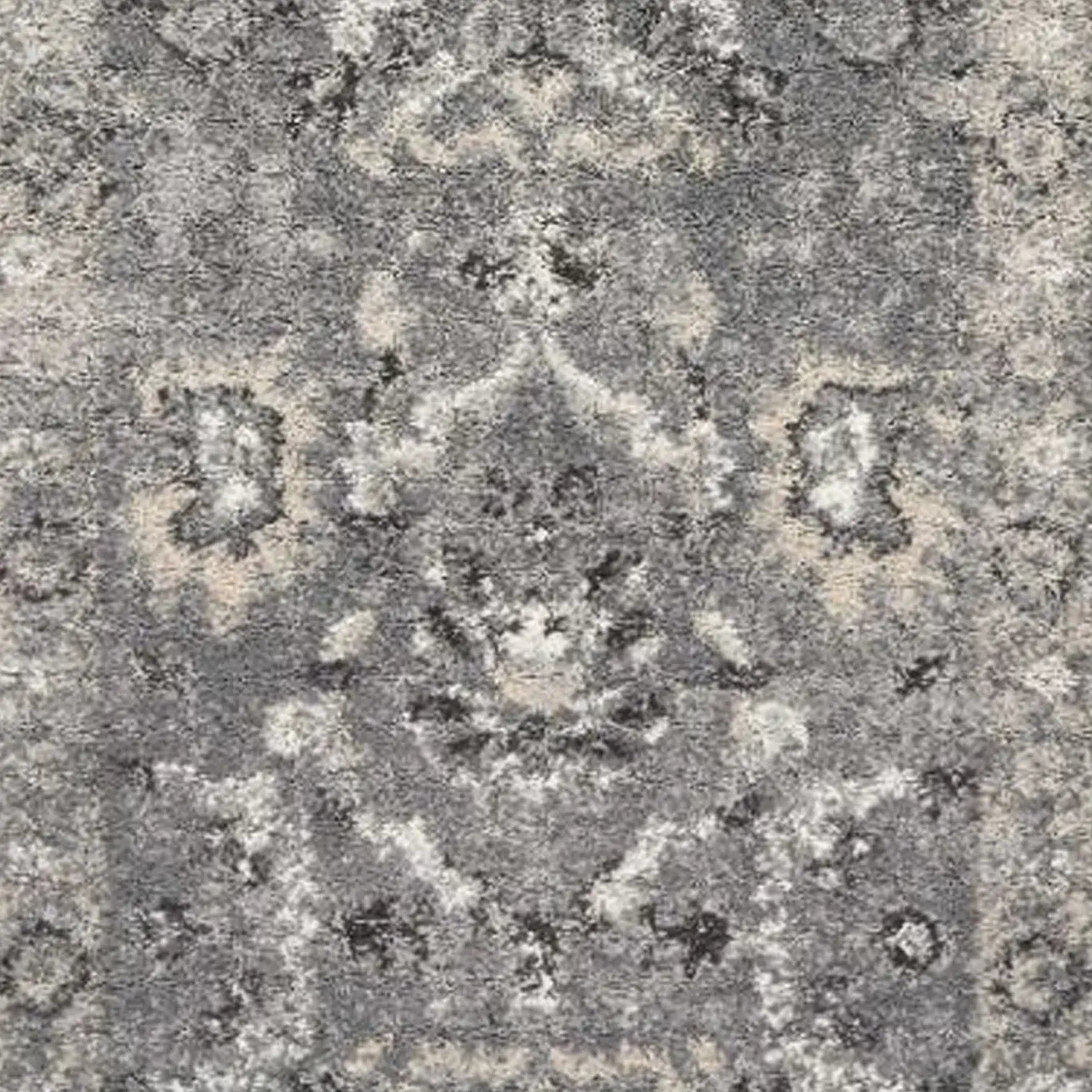 7' Gray Floral Worn Faded Runner Rug - Homeroots - Flyclothing LLC