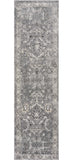 7' Gray Floral Worn Faded Runner Rug - Homeroots