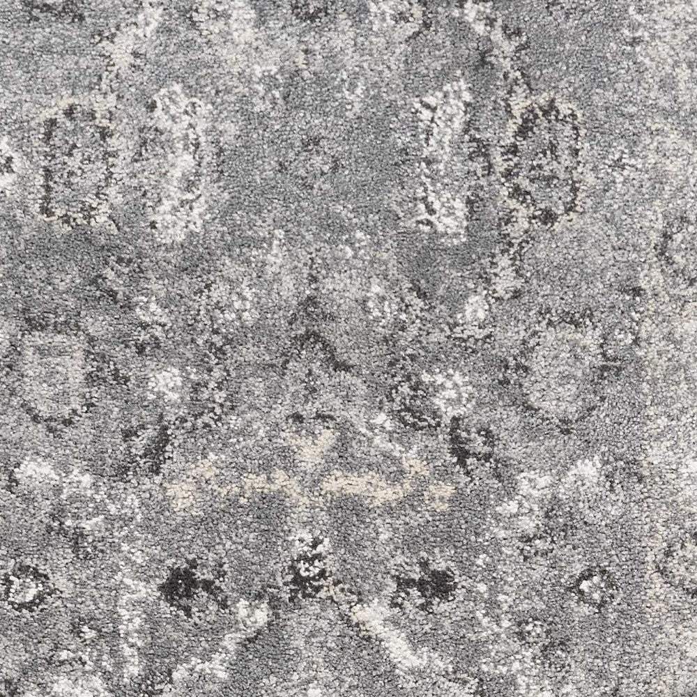 7' Gray Floral Worn Faded Runner Rug - Homeroots - Flyclothing LLC