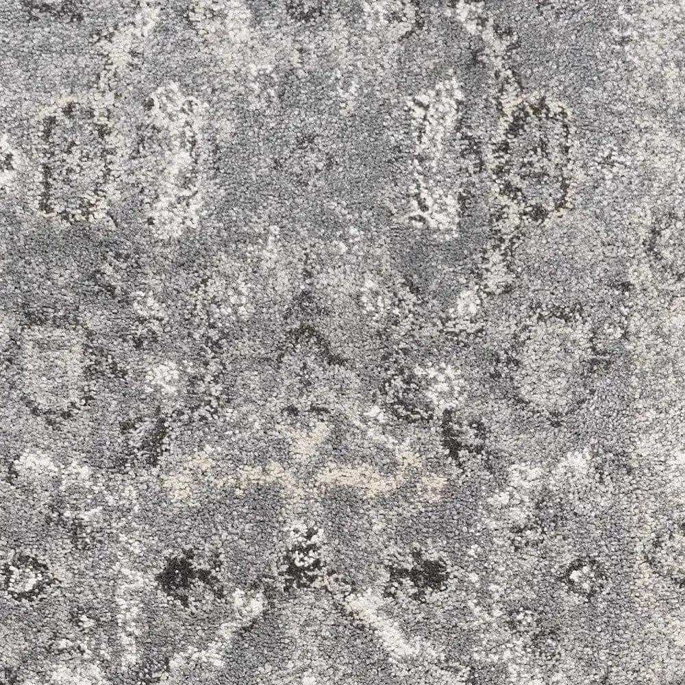 7' Gray Floral Worn Faded Runner Rug - Homeroots - Flyclothing LLC