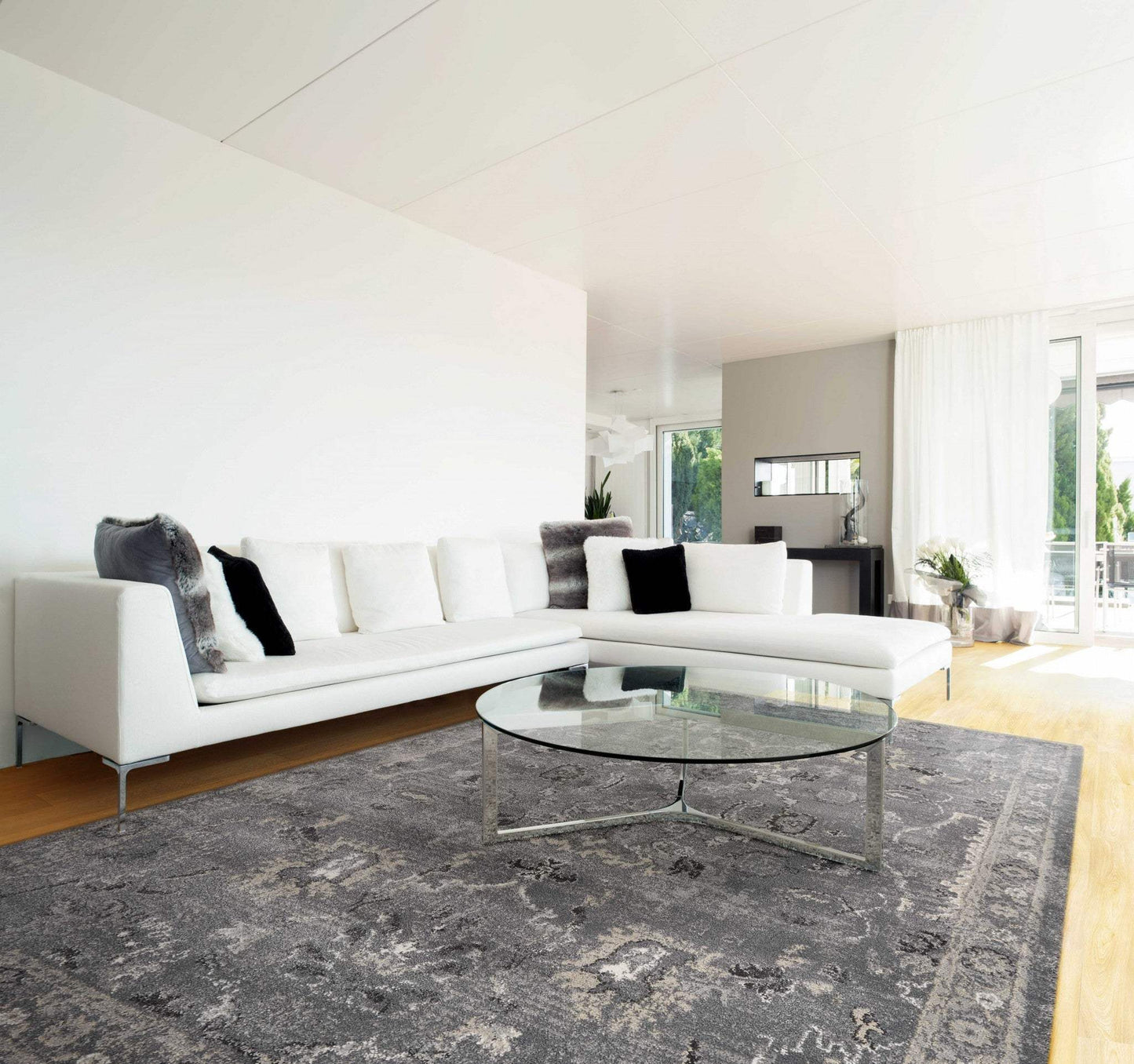 3' X 5' Gray Floral Area Rug - Homeroots - Flyclothing LLC