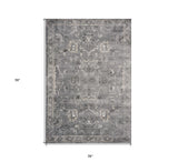 3' X 5' Gray Floral Area Rug - Homeroots