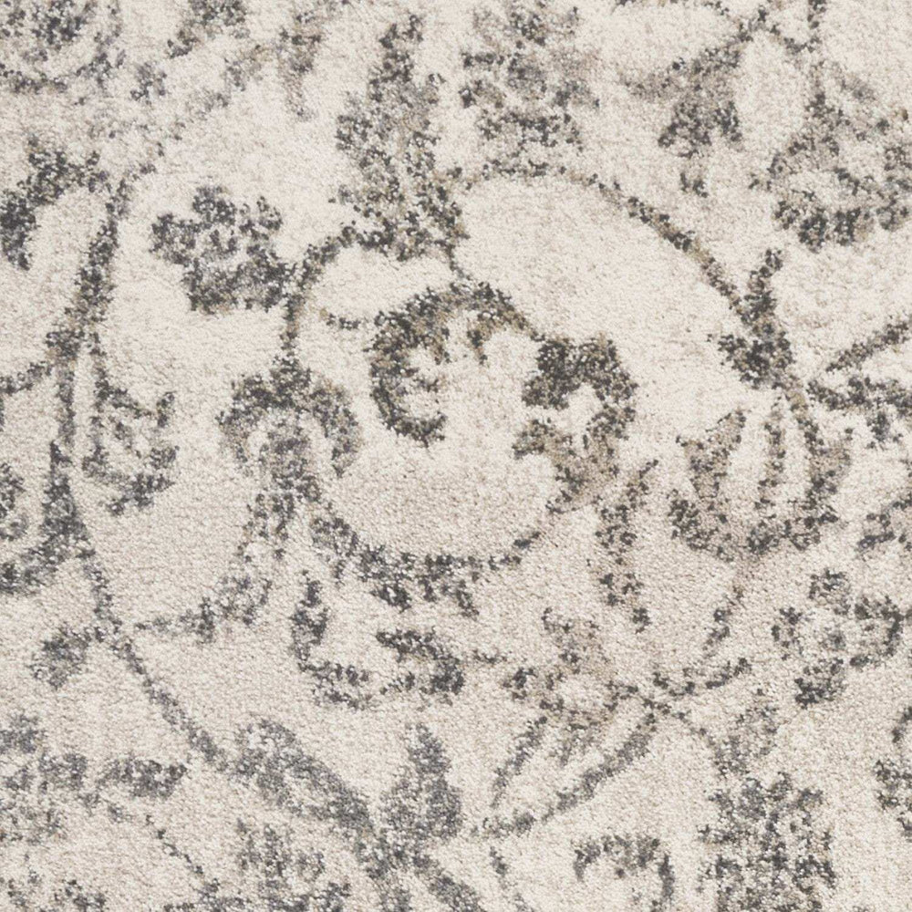 3' X 5' Ivory Floral Vines Worn Faded Area Rug - Homeroots - Flyclothing LLC