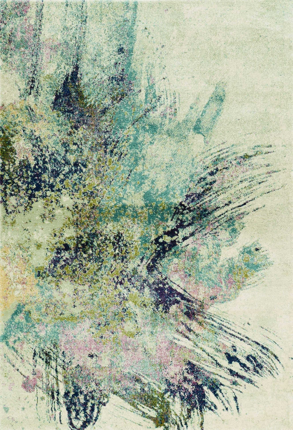 7' Ivory Machine Woven Abstract Splatter Indoor Runner Rug - Homeroots - Flyclothing LLC