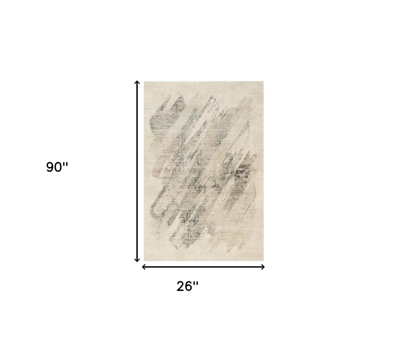 7' Gray and Ivory Abstract Runner Rug - Homeroots - Flyclothing LLC