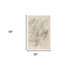 7' Gray and Ivory Abstract Runner Rug - Homeroots - Flyclothing LLC