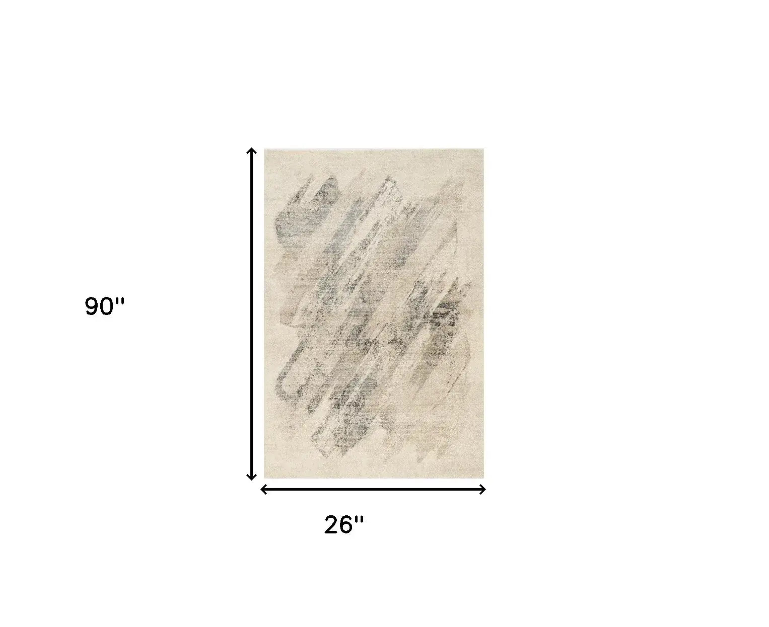 7' Gray and Ivory Abstract Runner Rug - Homeroots - Flyclothing LLC