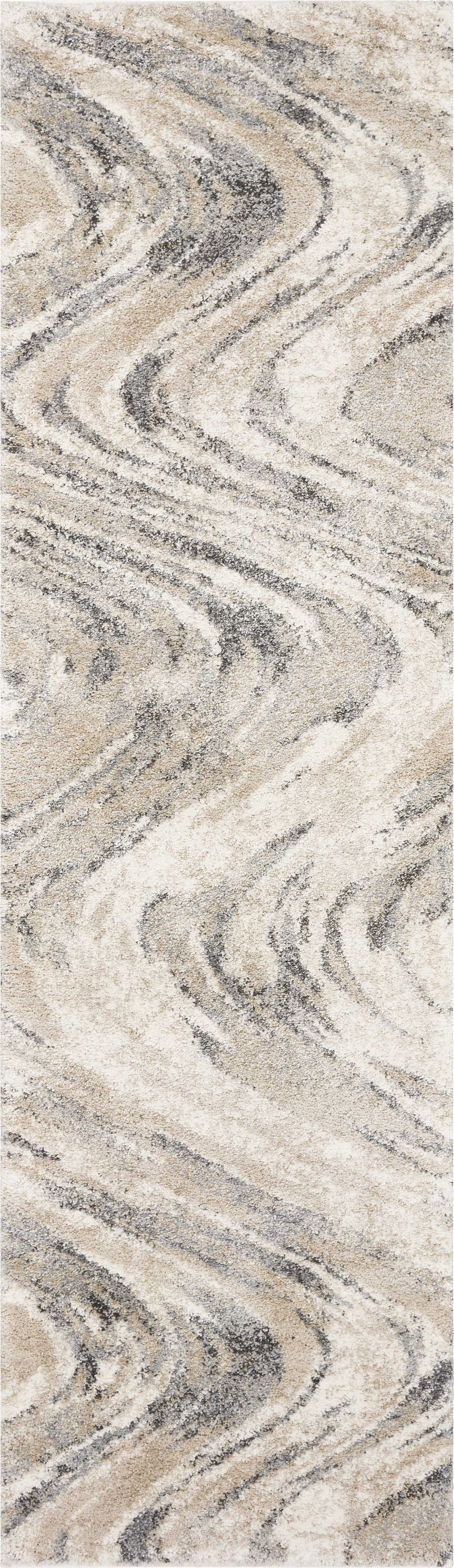 7' Natural Abstract Runner Rug - Homeroots