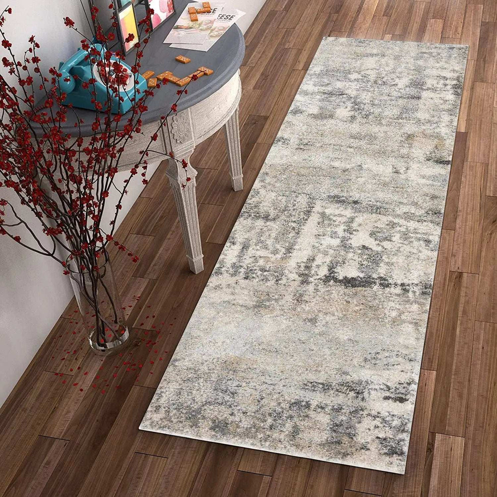 7' Natural Abstract Runner Rug - Homeroots - Flyclothing LLC