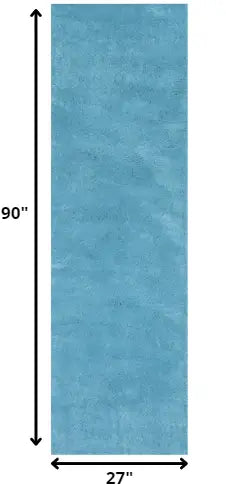 8' Highlighter Blue Indoor Shag Runner Rug - Homeroots - Flyclothing LLC