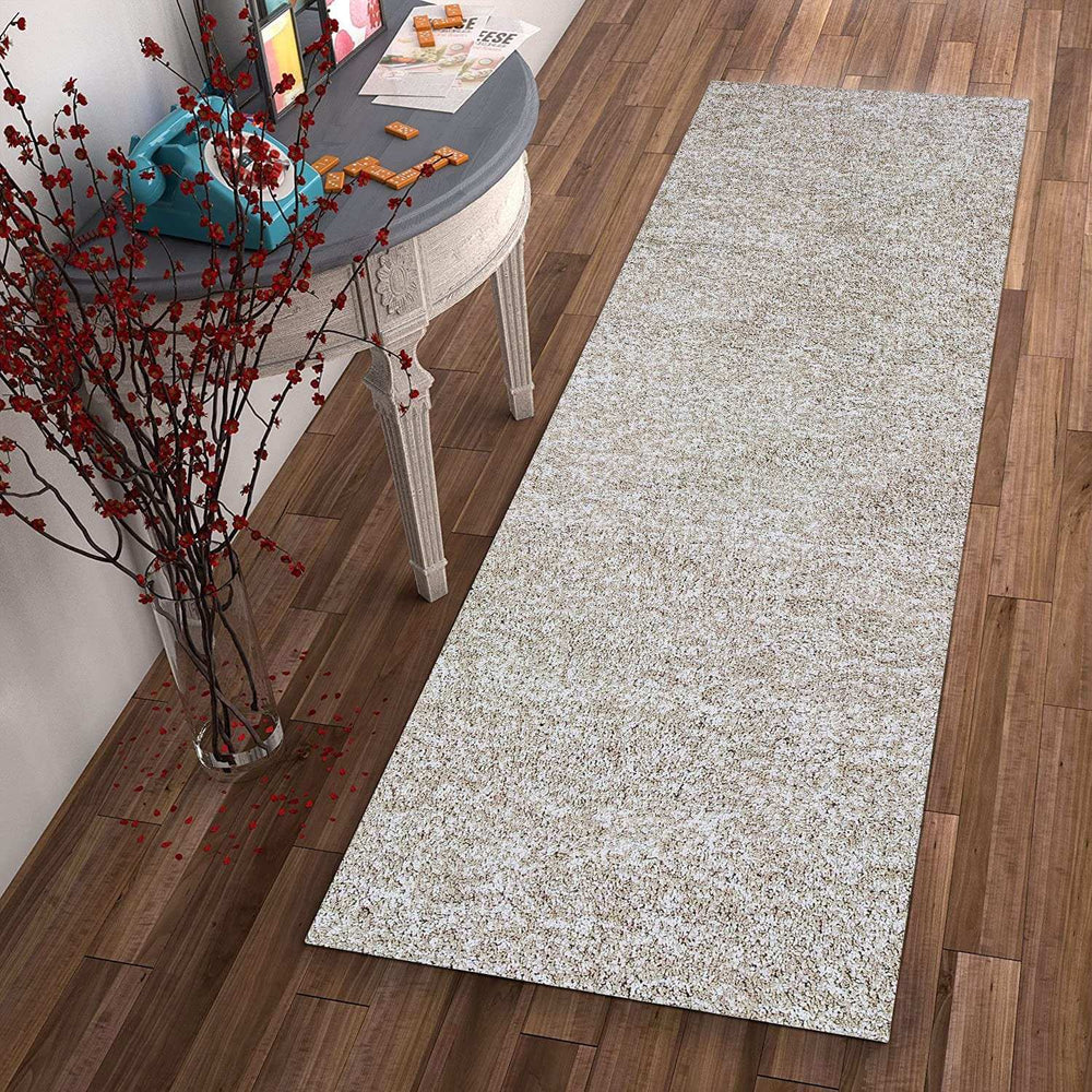 8' Ivory Heather Indoor Shag Runner Rug - Homeroots - Flyclothing LLC