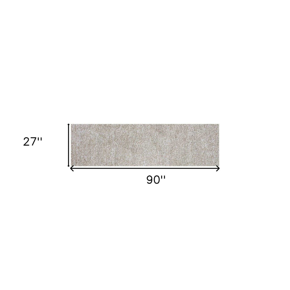 8' Ivory Heather Indoor Shag Runner Rug - Homeroots - Flyclothing LLC