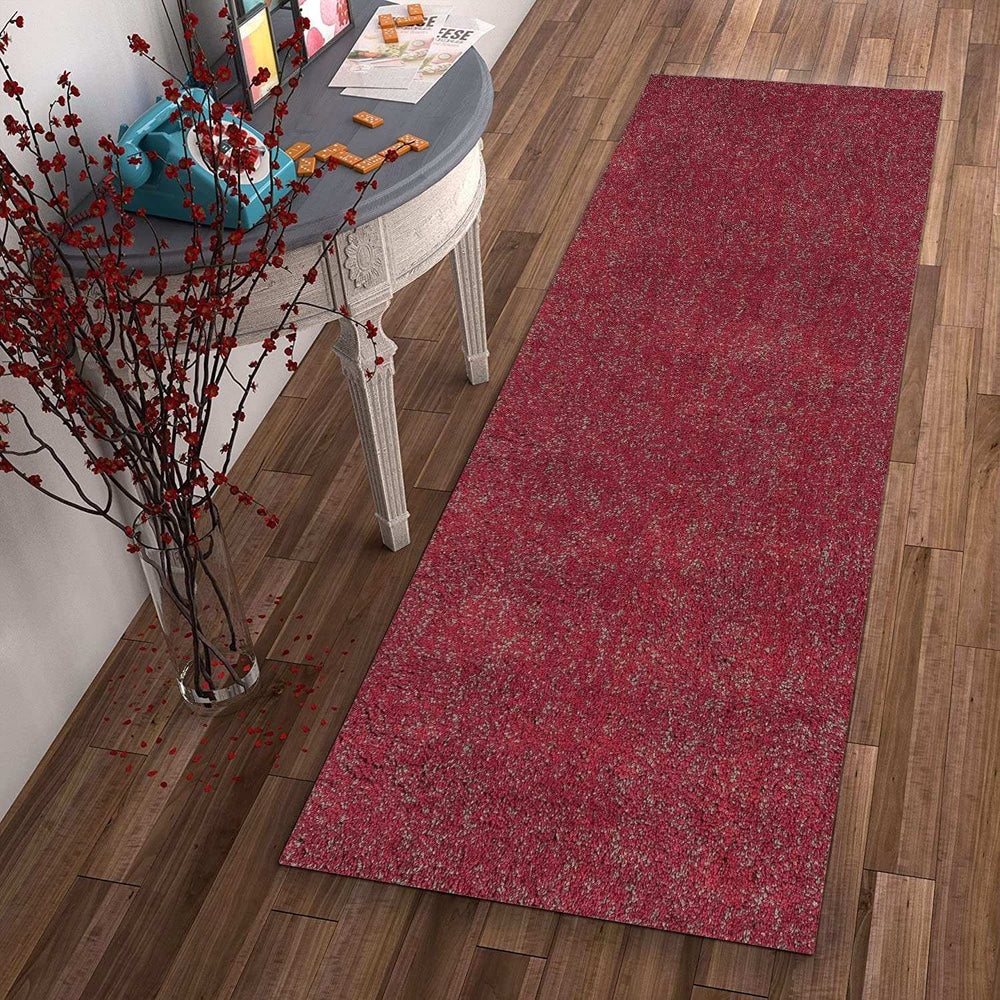 8' Red Heather Indoor Shag Runner Rug - Homeroots - Flyclothing LLC