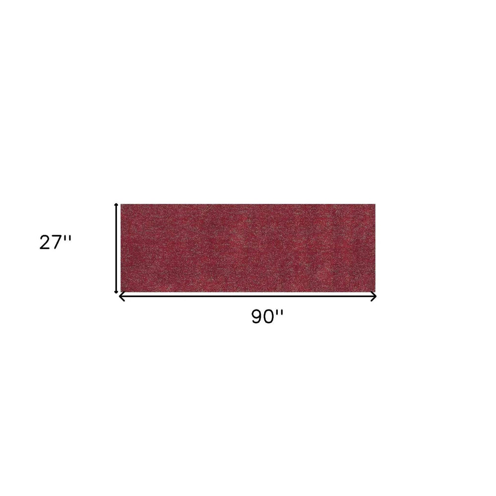 8' Red Heather Indoor Shag Runner Rug - Homeroots - Flyclothing LLC